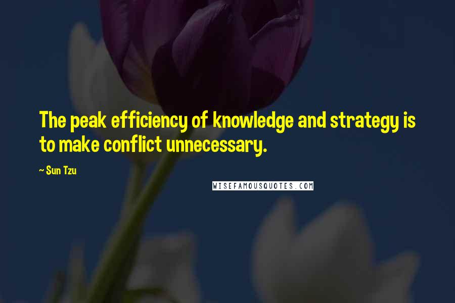 Sun Tzu Quotes: The peak efficiency of knowledge and strategy is to make conflict unnecessary.