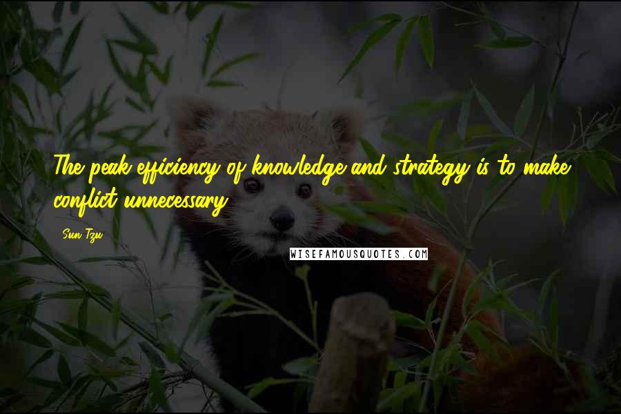 Sun Tzu Quotes: The peak efficiency of knowledge and strategy is to make conflict unnecessary.