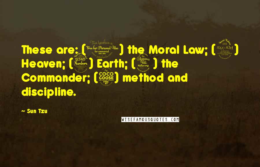 Sun Tzu Quotes: These are: (1) the Moral Law; (2) Heaven; (3) Earth; (4) the Commander; (5) method and discipline.