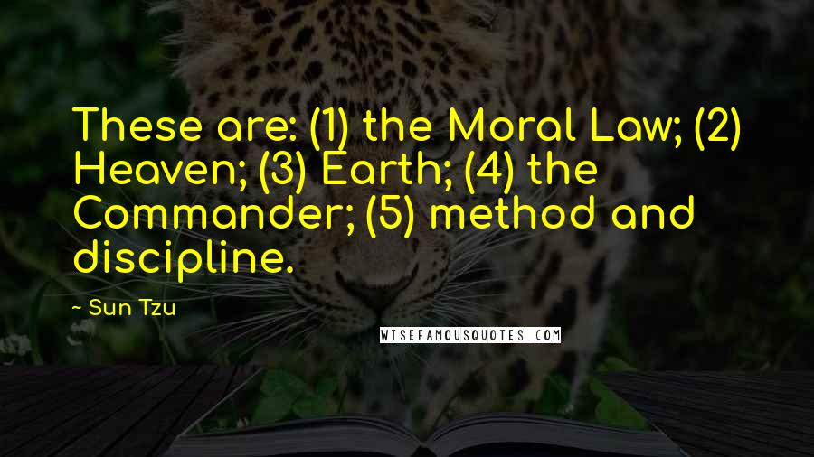 Sun Tzu Quotes: These are: (1) the Moral Law; (2) Heaven; (3) Earth; (4) the Commander; (5) method and discipline.