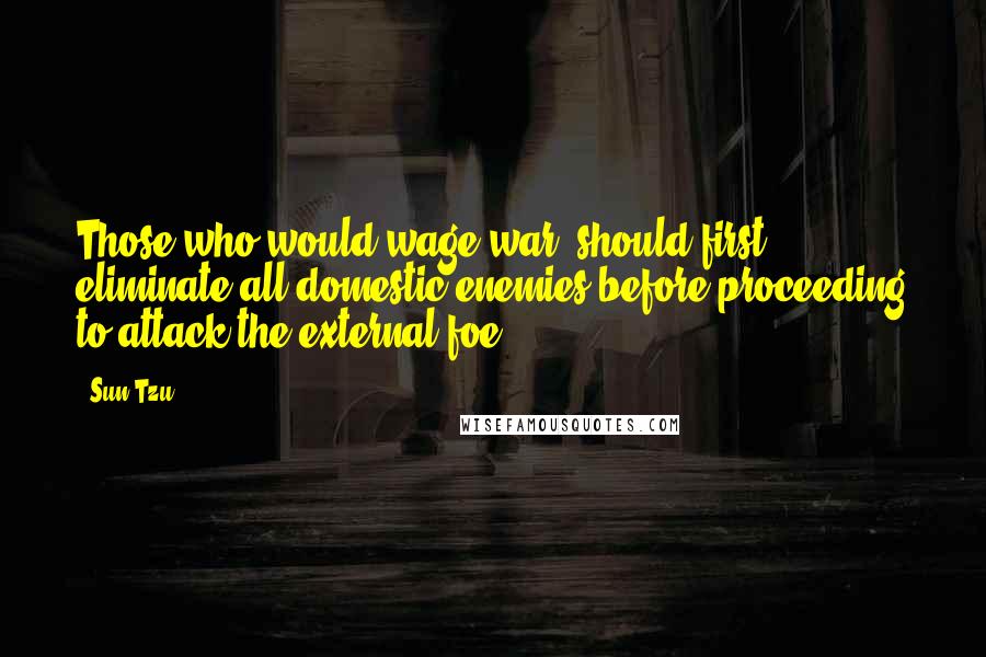 Sun Tzu Quotes: Those who would wage war, should first eliminate all domestic enemies before proceeding to attack the external foe.