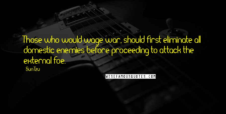 Sun Tzu Quotes: Those who would wage war, should first eliminate all domestic enemies before proceeding to attack the external foe.