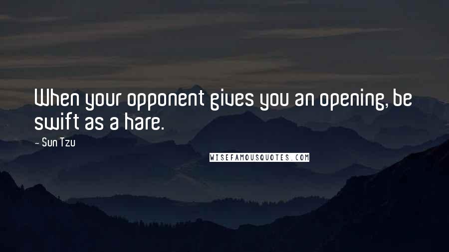 Sun Tzu Quotes: When your opponent gives you an opening, be swift as a hare.