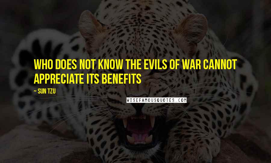 Sun Tzu Quotes: Who does not know the evils of war cannot appreciate its benefits