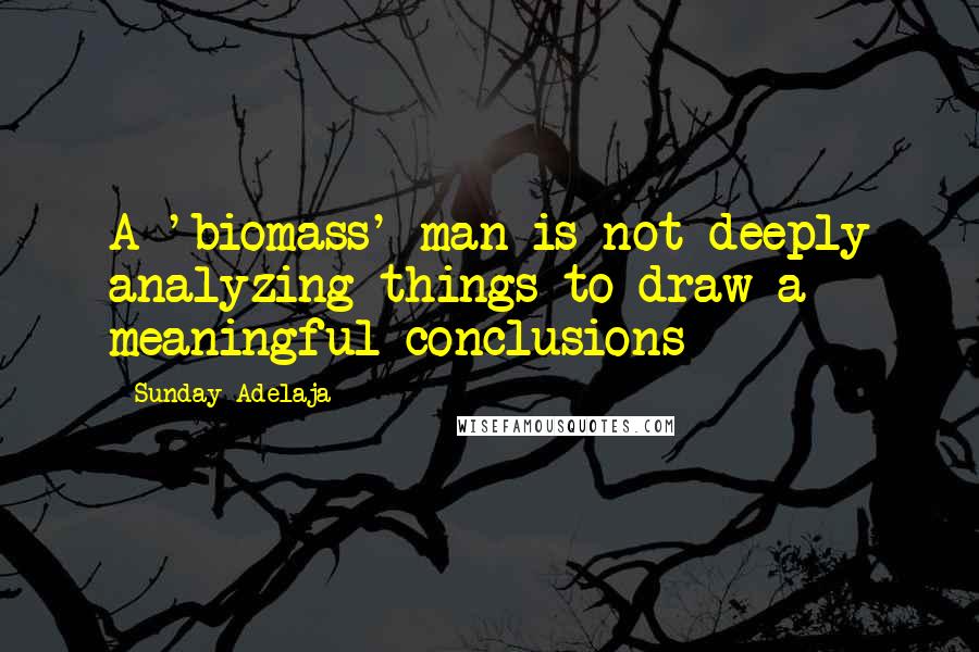 Sunday Adelaja Quotes: A 'biomass' man is not deeply analyzing things to draw a meaningful conclusions