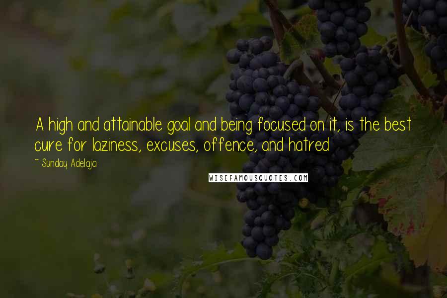 Sunday Adelaja Quotes: A high and attainable goal and being focused on it, is the best cure for laziness, excuses, offence, and hatred