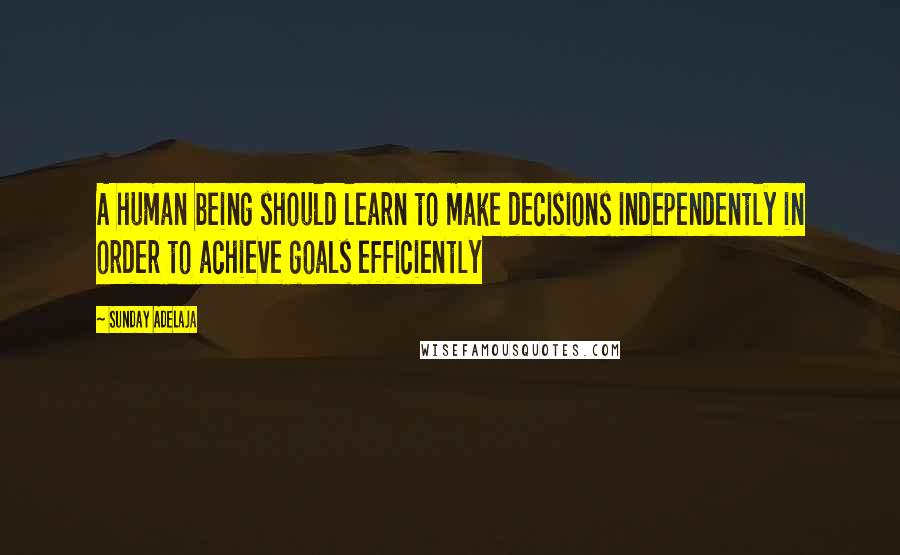 Sunday Adelaja Quotes: A human being should learn to make decisions independently in order to achieve goals efficiently