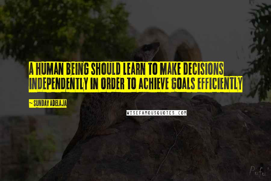 Sunday Adelaja Quotes: A human being should learn to make decisions independently in order to achieve goals efficiently