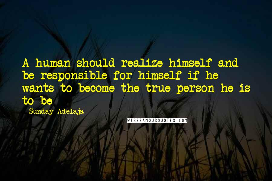 Sunday Adelaja Quotes: A human should realize himself and be responsible for himself if he wants to become the true person he is to be