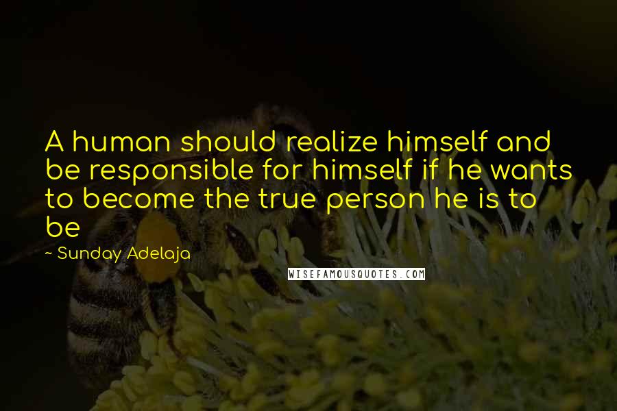 Sunday Adelaja Quotes: A human should realize himself and be responsible for himself if he wants to become the true person he is to be