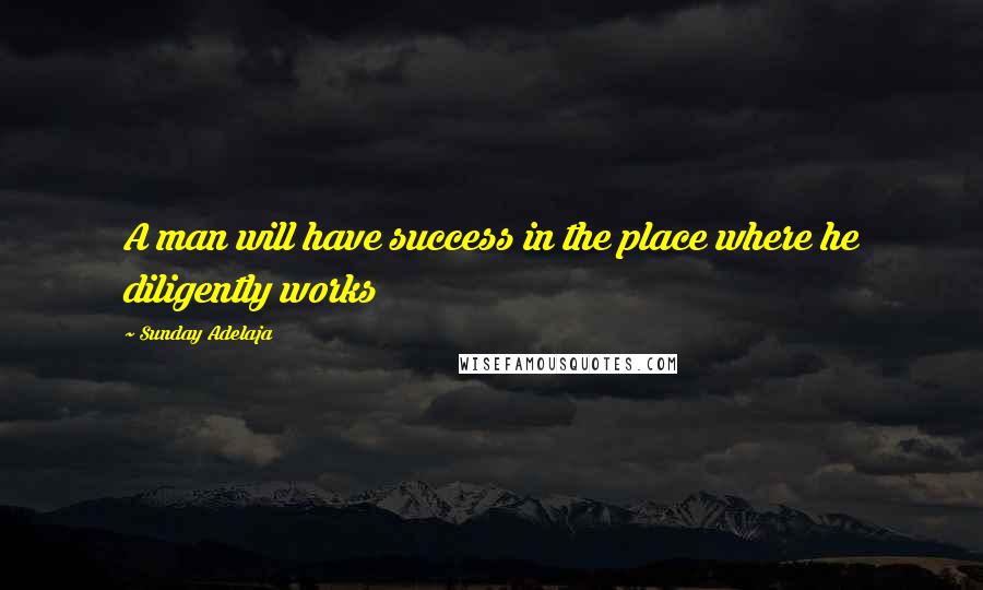 Sunday Adelaja Quotes: A man will have success in the place where he diligently works