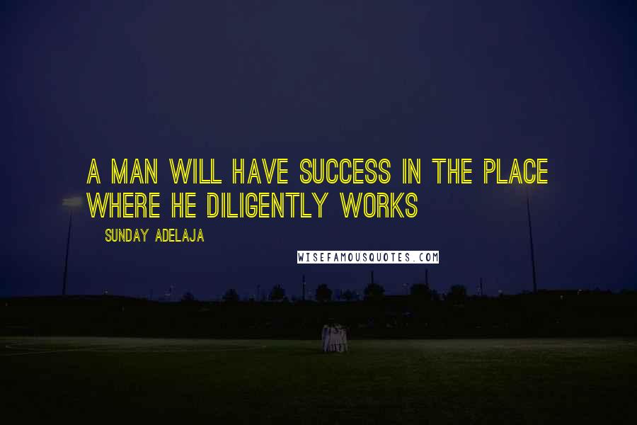 Sunday Adelaja Quotes: A man will have success in the place where he diligently works