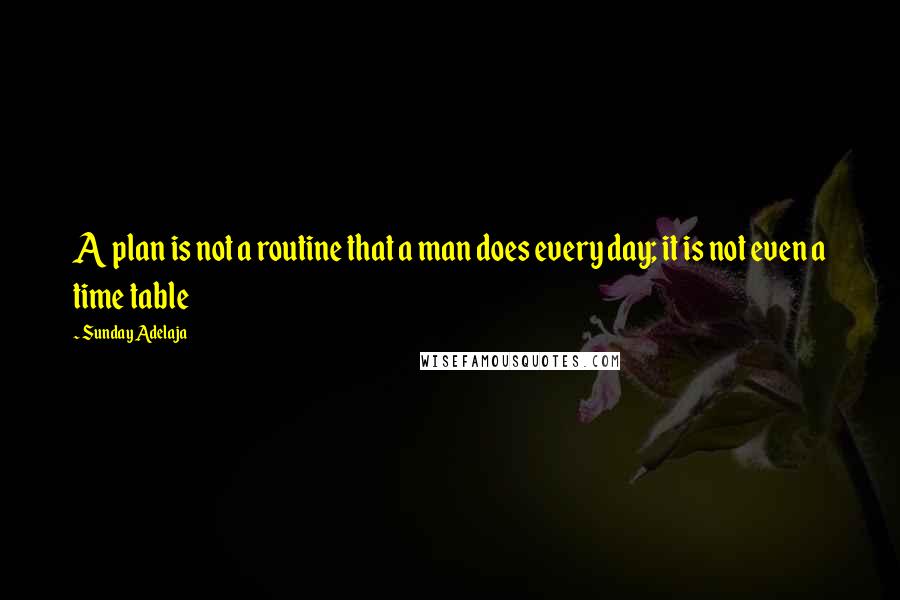 Sunday Adelaja Quotes: A plan is not a routine that a man does every day; it is not even a time table
