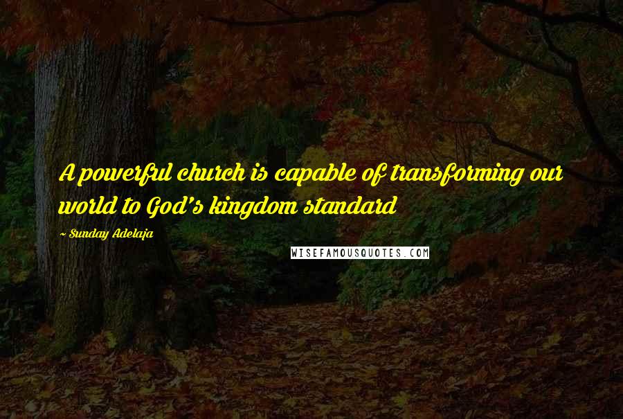 Sunday Adelaja Quotes: A powerful church is capable of transforming our world to God's kingdom standard