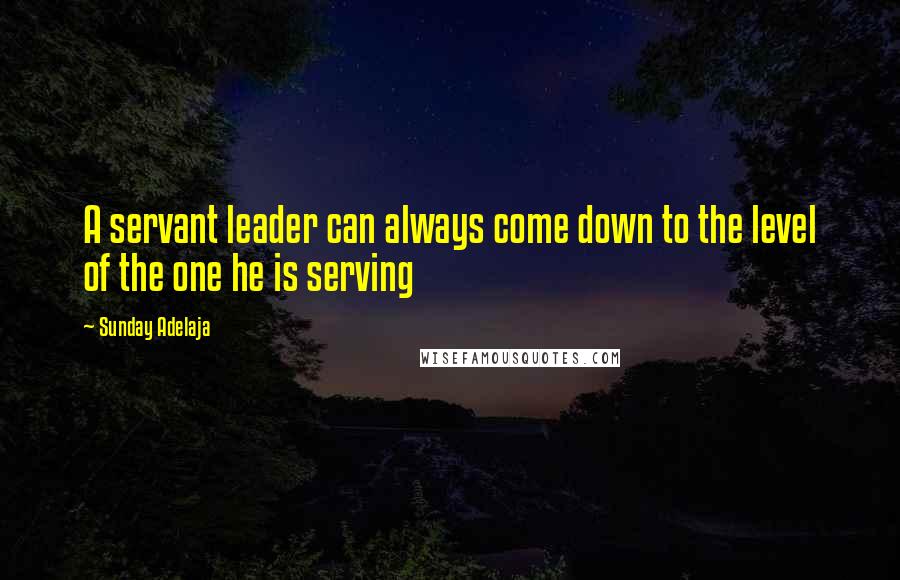 Sunday Adelaja Quotes: A servant leader can always come down to the level of the one he is serving