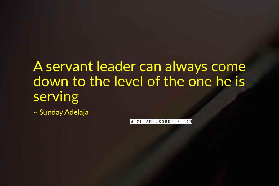 Sunday Adelaja Quotes: A servant leader can always come down to the level of the one he is serving