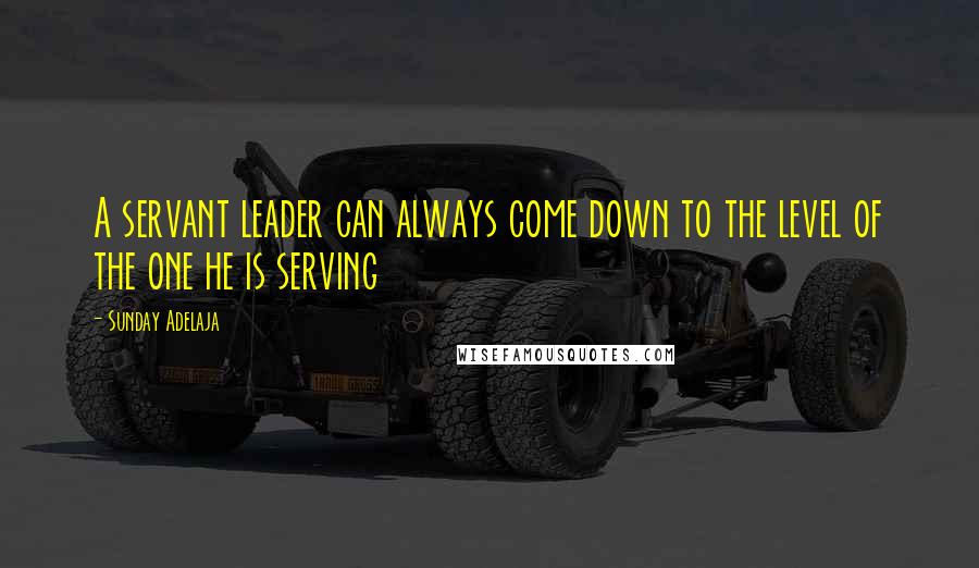 Sunday Adelaja Quotes: A servant leader can always come down to the level of the one he is serving