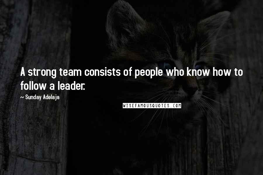 Sunday Adelaja Quotes: A strong team consists of people who know how to follow a leader.