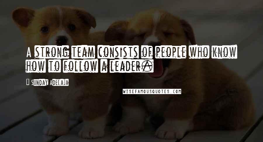 Sunday Adelaja Quotes: A strong team consists of people who know how to follow a leader.