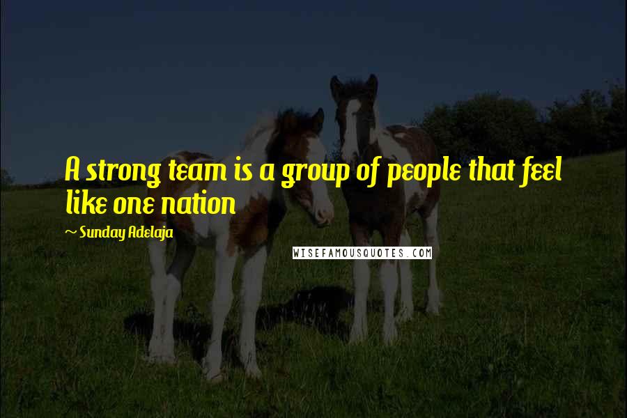 Sunday Adelaja Quotes: A strong team is a group of people that feel like one nation