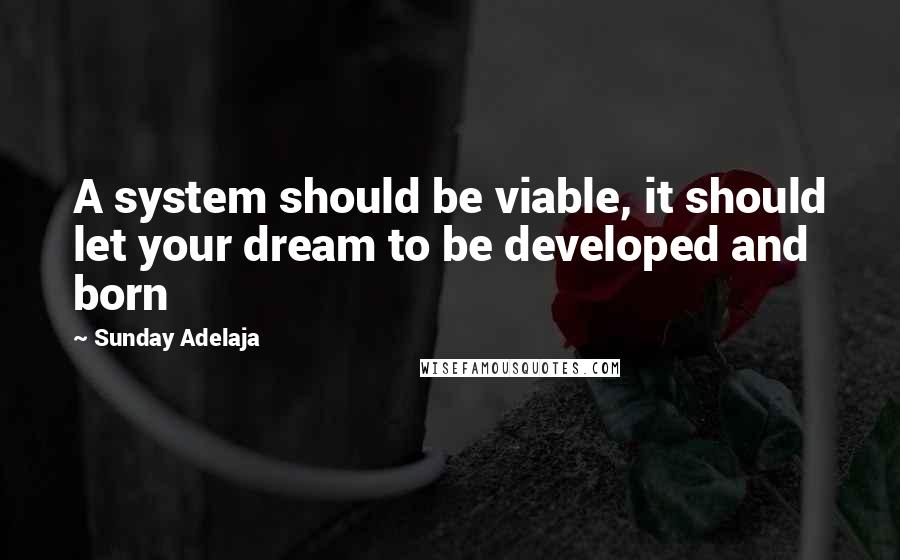 Sunday Adelaja Quotes: A system should be viable, it should let your dream to be developed and born