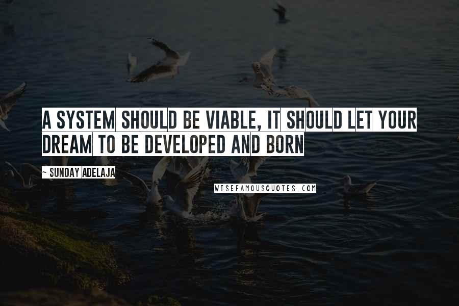 Sunday Adelaja Quotes: A system should be viable, it should let your dream to be developed and born