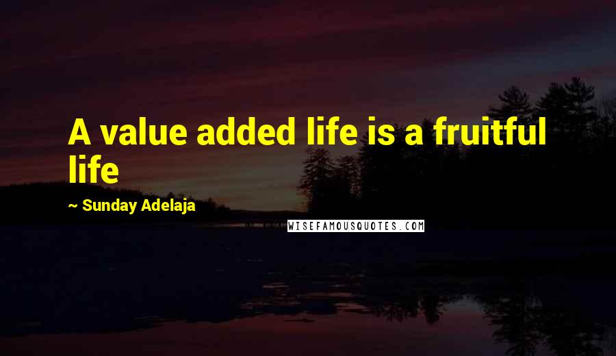 Sunday Adelaja Quotes: A value added life is a fruitful life