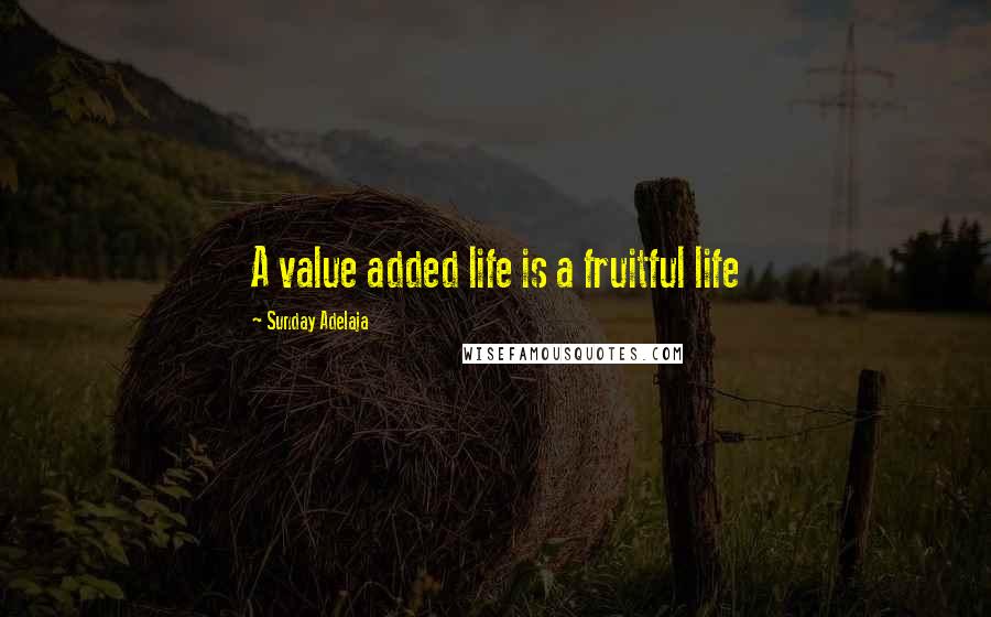 Sunday Adelaja Quotes: A value added life is a fruitful life