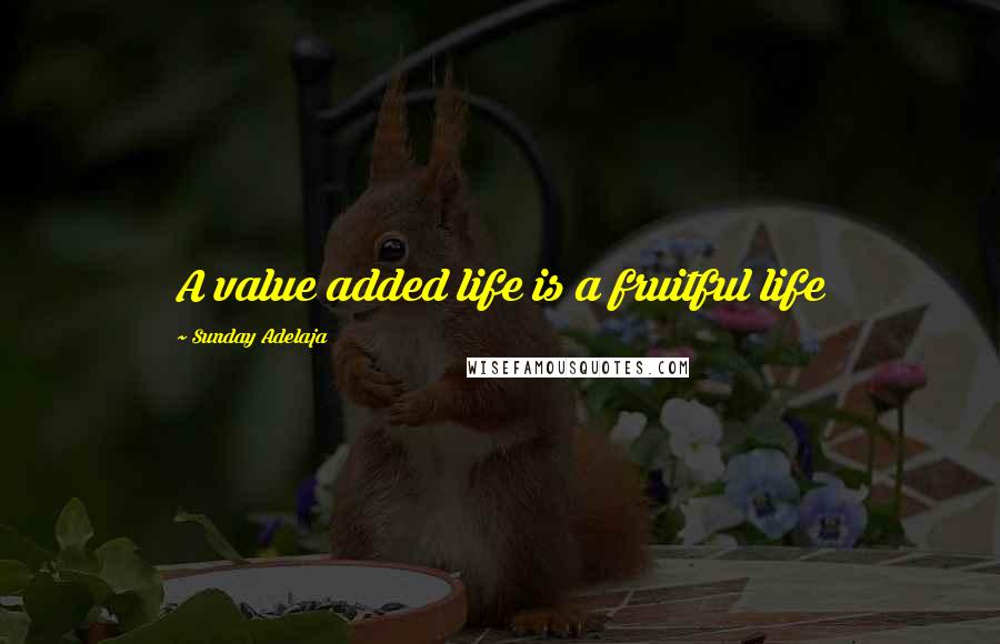 Sunday Adelaja Quotes: A value added life is a fruitful life