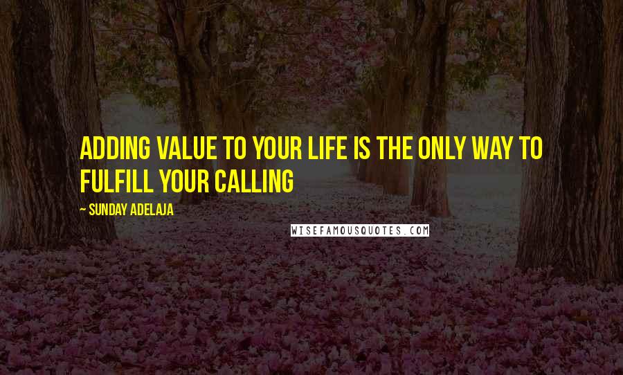 Sunday Adelaja Quotes: Adding value to your life is the only way to fulfill your calling