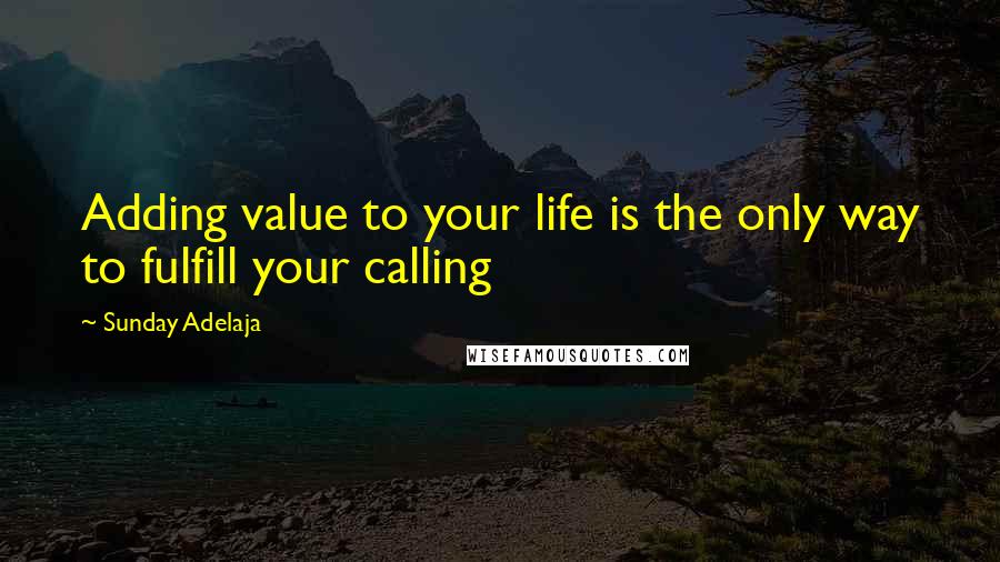Sunday Adelaja Quotes: Adding value to your life is the only way to fulfill your calling