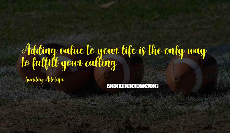 Sunday Adelaja Quotes: Adding value to your life is the only way to fulfill your calling