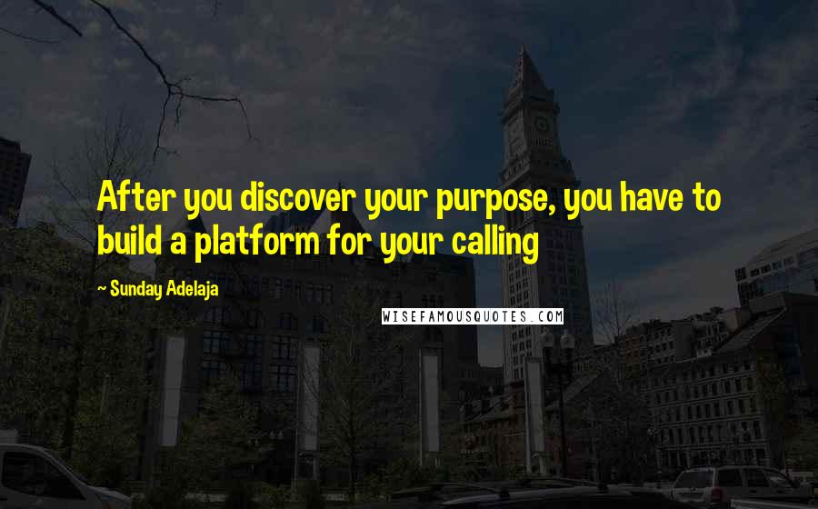 Sunday Adelaja Quotes: After you discover your purpose, you have to build a platform for your calling