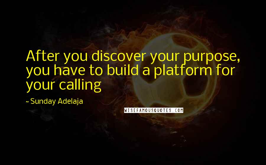 Sunday Adelaja Quotes: After you discover your purpose, you have to build a platform for your calling