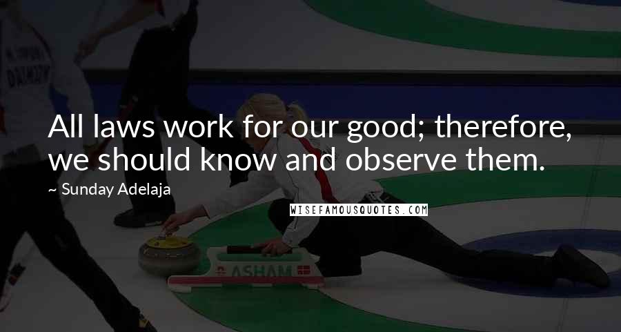 Sunday Adelaja Quotes: All laws work for our good; therefore, we should know and observe them.