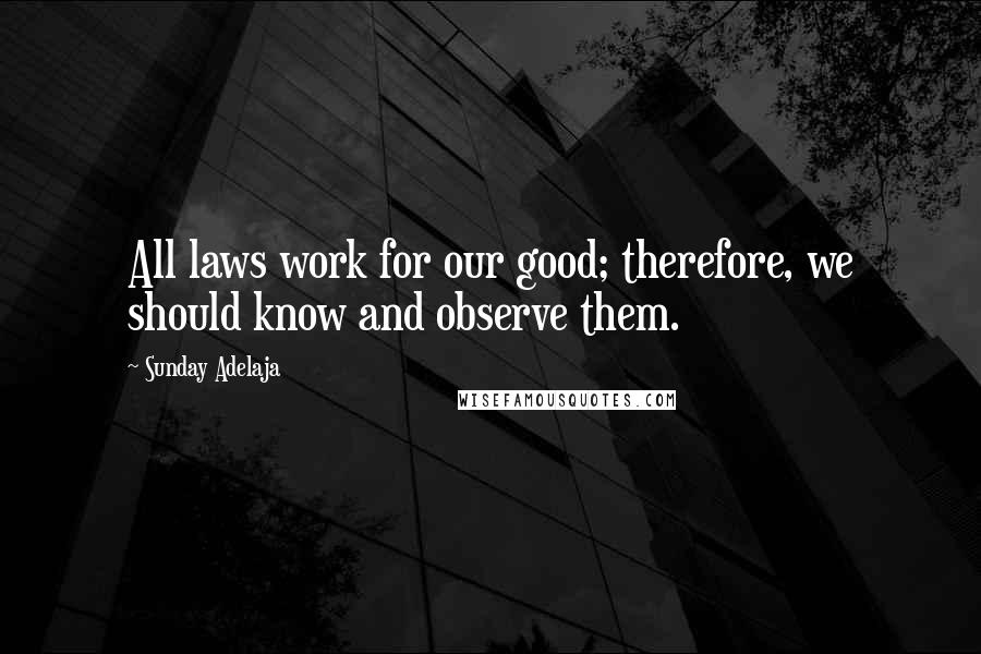 Sunday Adelaja Quotes: All laws work for our good; therefore, we should know and observe them.