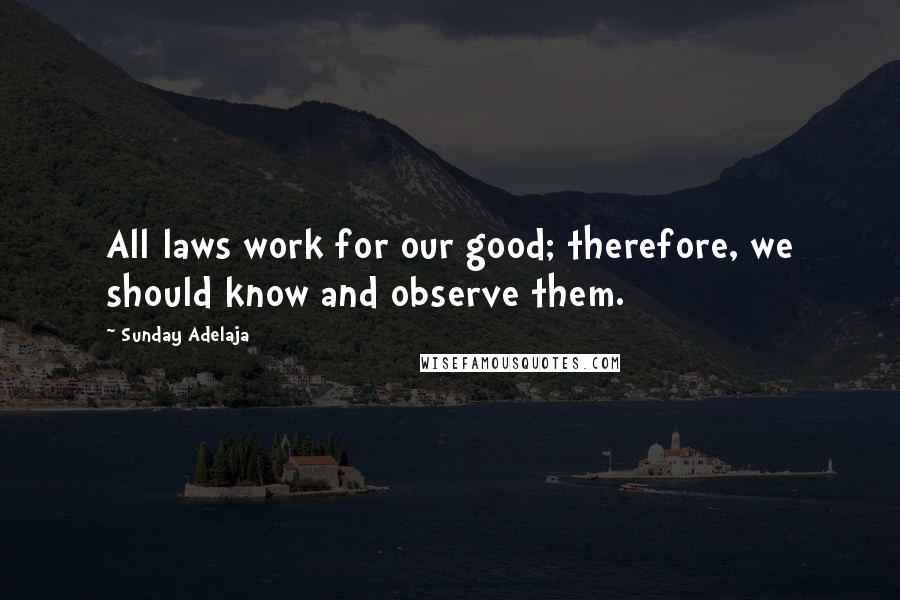 Sunday Adelaja Quotes: All laws work for our good; therefore, we should know and observe them.