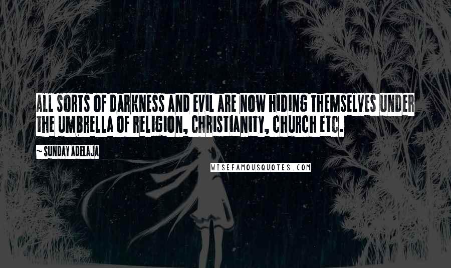 Sunday Adelaja Quotes: All sorts of darkness and evil are now hiding themselves under the umbrella of religion, Christianity, church etc.