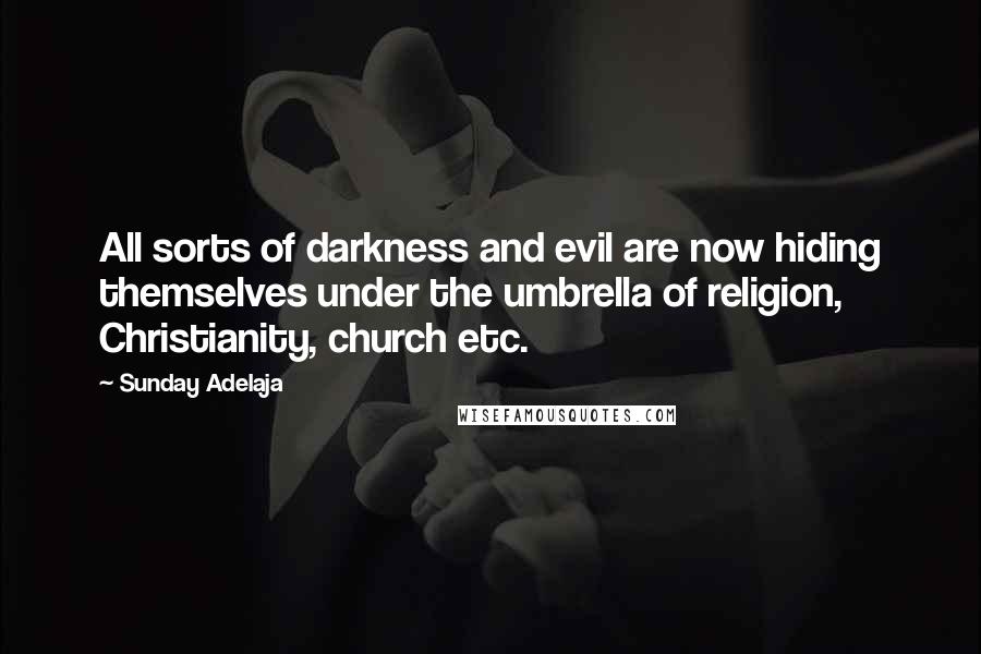 Sunday Adelaja Quotes: All sorts of darkness and evil are now hiding themselves under the umbrella of religion, Christianity, church etc.