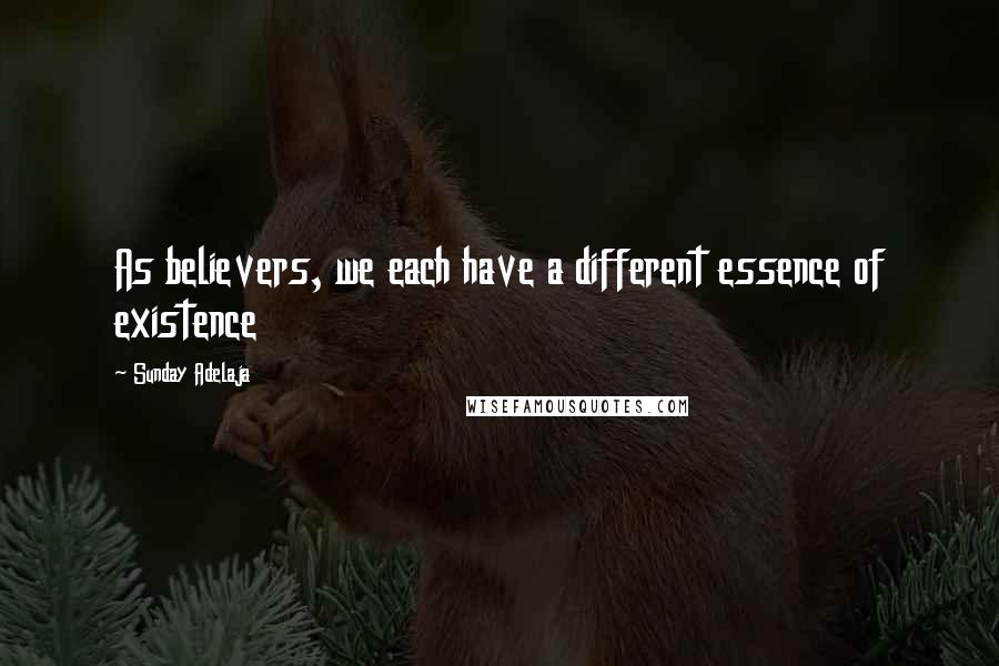 Sunday Adelaja Quotes: As believers, we each have a different essence of existence