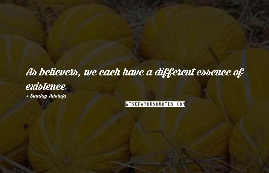 Sunday Adelaja Quotes: As believers, we each have a different essence of existence
