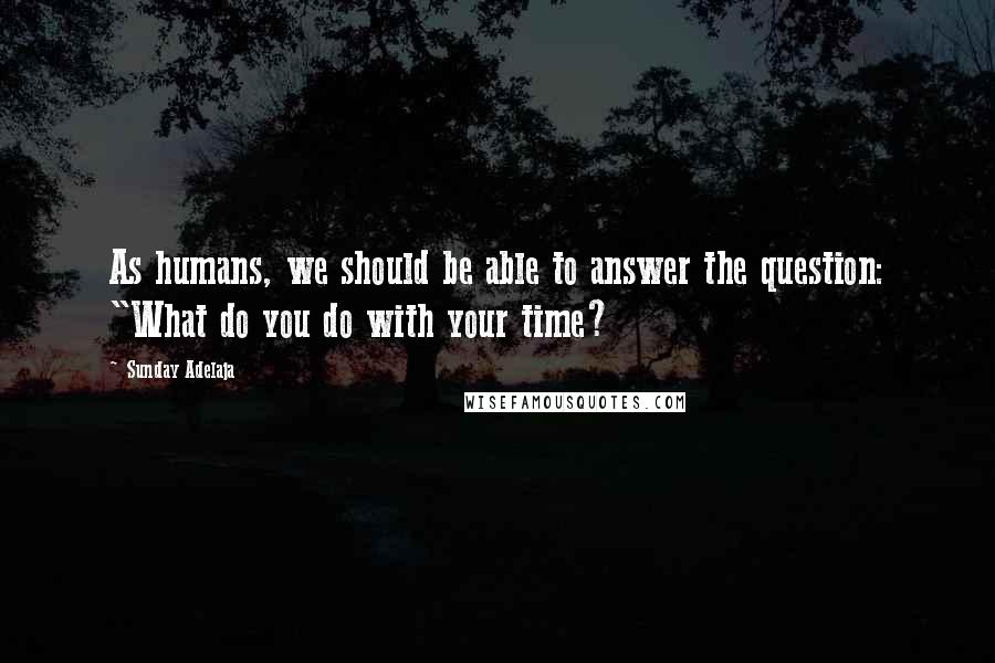 Sunday Adelaja Quotes: As humans, we should be able to answer the question: "What do you do with your time?