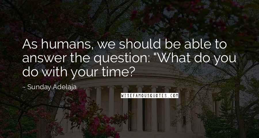 Sunday Adelaja Quotes: As humans, we should be able to answer the question: "What do you do with your time?