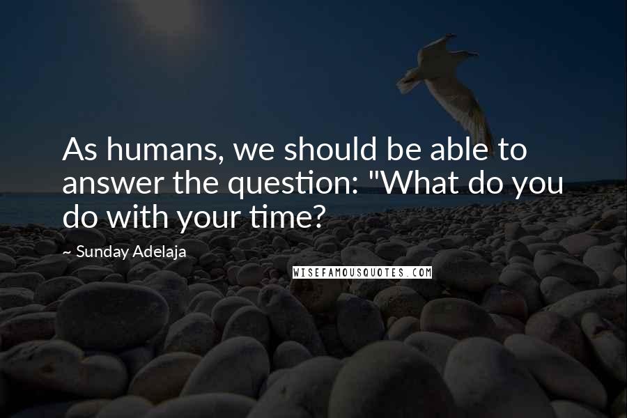 Sunday Adelaja Quotes: As humans, we should be able to answer the question: "What do you do with your time?