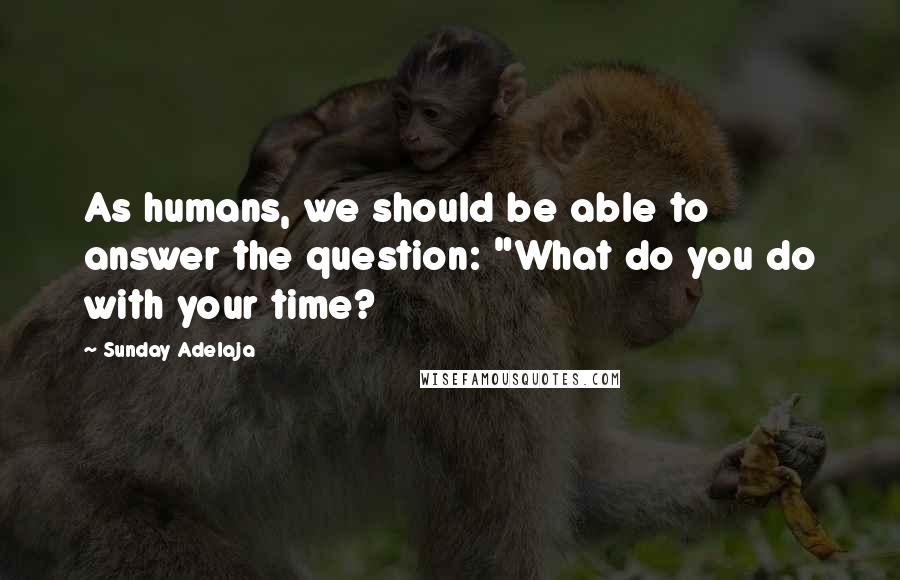 Sunday Adelaja Quotes: As humans, we should be able to answer the question: "What do you do with your time?