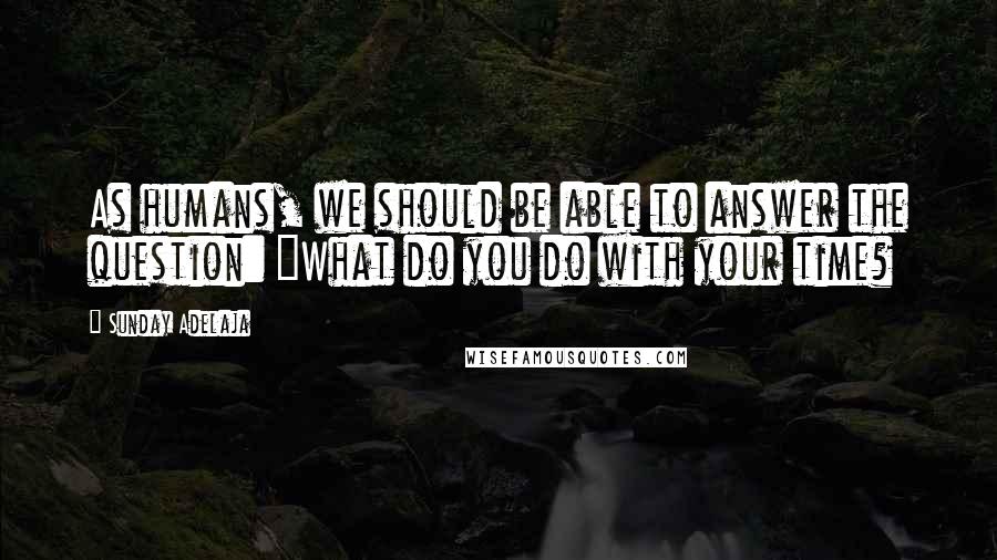 Sunday Adelaja Quotes: As humans, we should be able to answer the question: "What do you do with your time?