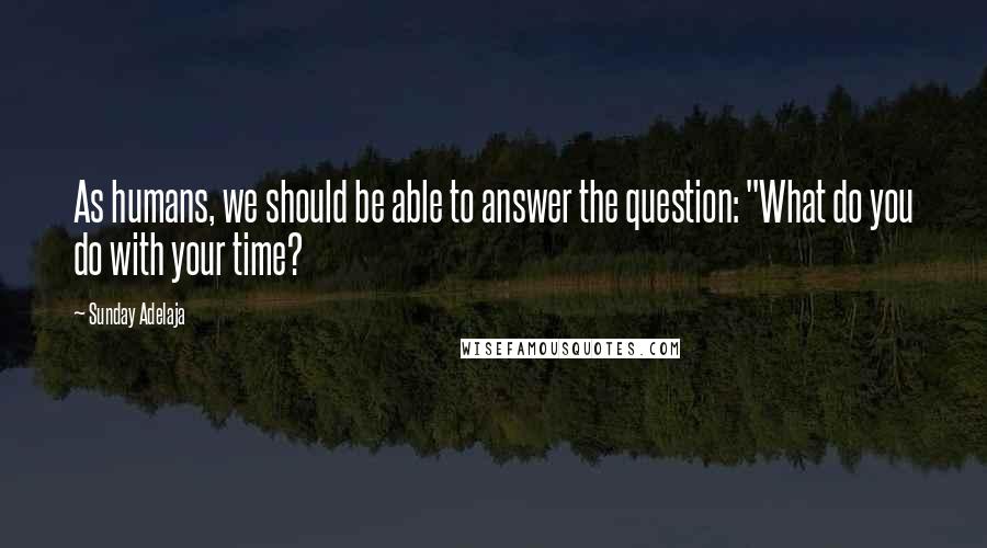 Sunday Adelaja Quotes: As humans, we should be able to answer the question: "What do you do with your time?