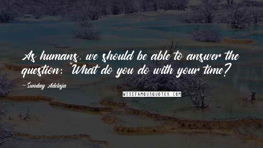 Sunday Adelaja Quotes: As humans, we should be able to answer the question: "What do you do with your time?