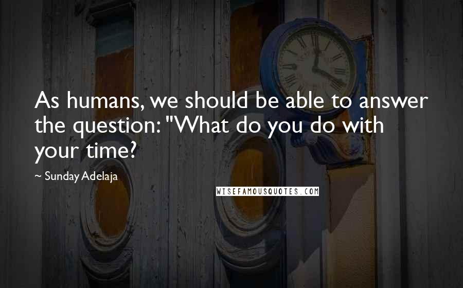 Sunday Adelaja Quotes: As humans, we should be able to answer the question: "What do you do with your time?