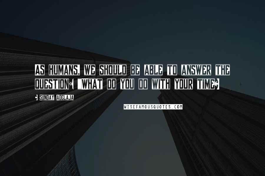 Sunday Adelaja Quotes: As humans, we should be able to answer the question: "What do you do with your time?